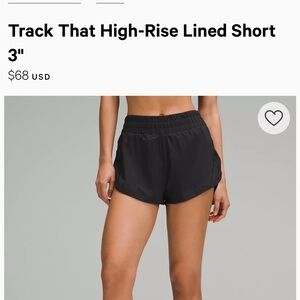 Lululemon Track That High Rise Short 3 inch Lined